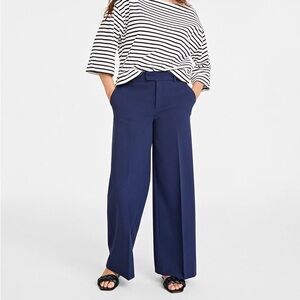 ON 34th double-weave wide-leg high rise pants intrepid blue size 10